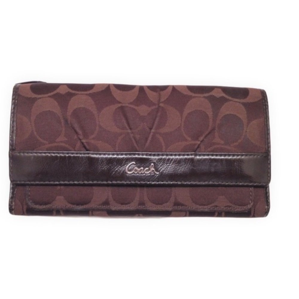 Coach Brown Ashley Sig C Checkbook Wallet